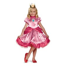 Disguise Super Mario Bros Princess Peach Costume Kids Girls Medium 3T-4T
