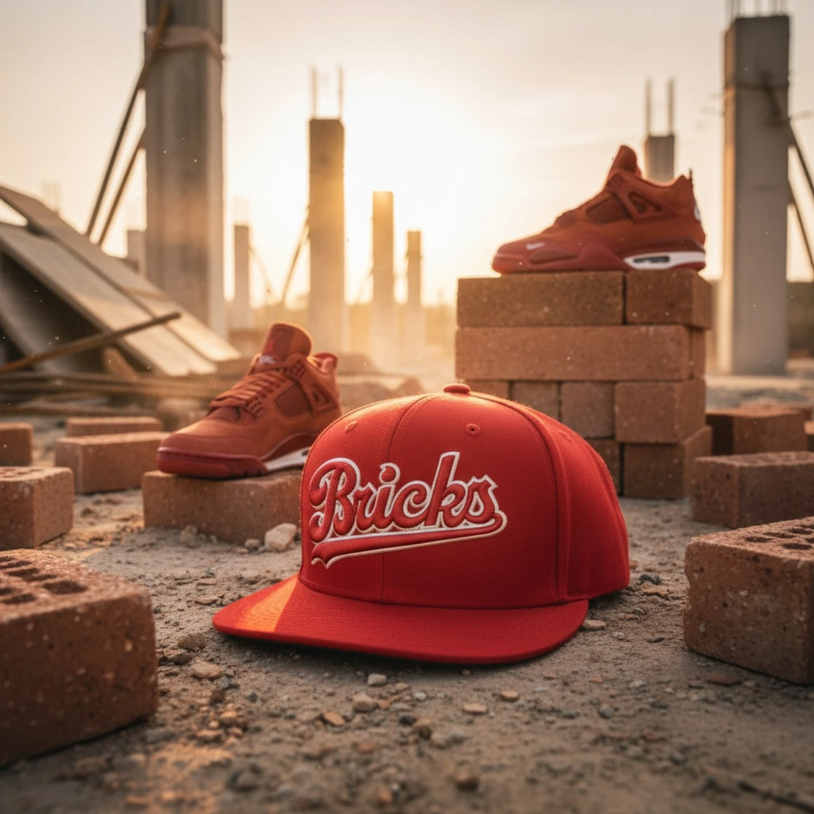 Red Bricks Snapback Hat For Brick Jordan 4 4s
