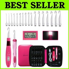 Ergonomic Crochet Hooks Set with Light  Stitch Counter