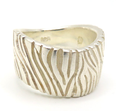Eleganter 925er Sterling Silber Ring wellenförmig Modernist 90s Luxury Cool