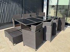 12 Seater Rattan Outdoor Garden Furniture Set - 8 Chairs 4 Stools & Dining Table