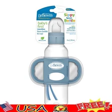 Silicone Handle Sippy Bottle Easy Grip Transition & Travel Convenient Use