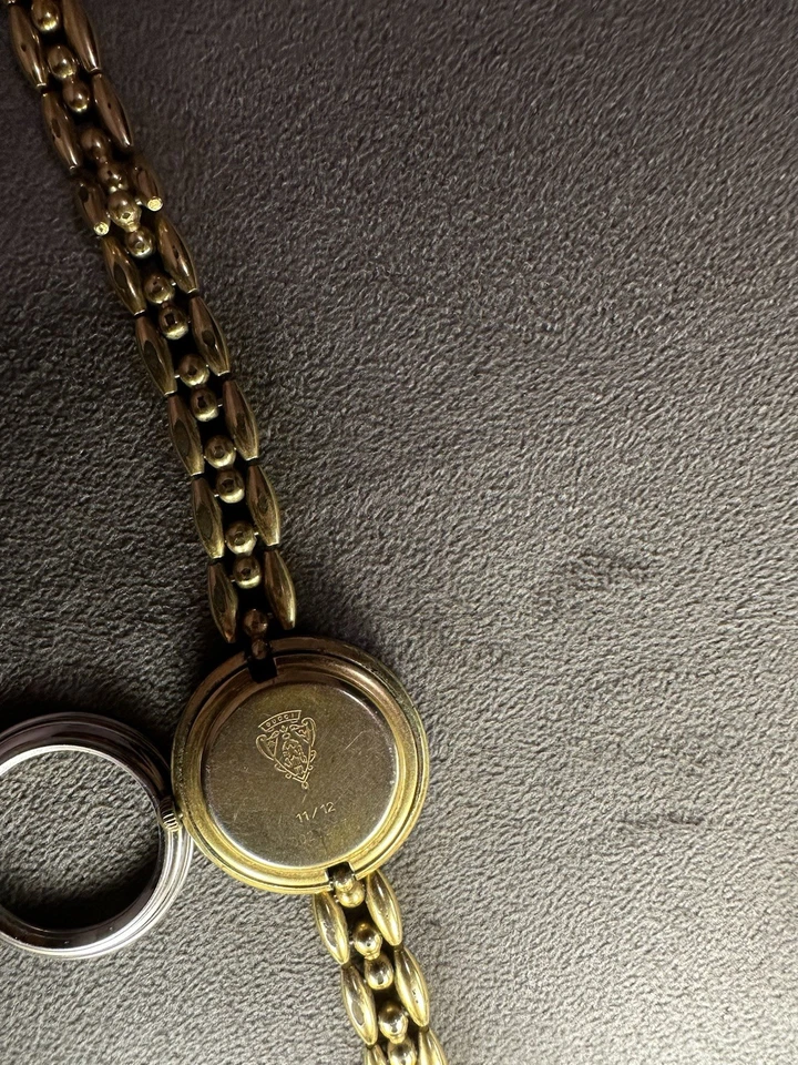 WORKING Gucci 11/12L Gold Watch w/ Black Bezel & OR Silver Bezel – Swiss Made - Image 4 of 4