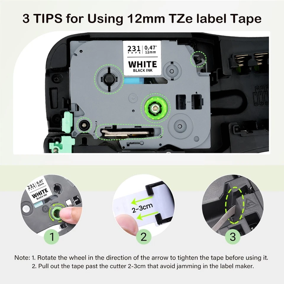 Brother P-Touch TZe-231 TZe-221 TZe-251 Label Tape 12mm 9mm 24mm Laminated 8M - image 4 of 4
