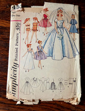 Barbie doll 1950's Bridal Gown PATTERN More VINTAGE