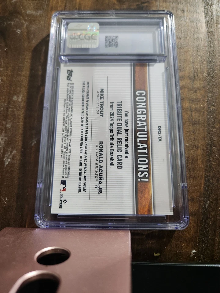 2024 Topps Tribute Acuña Trout Dual Relics Dual Player Blue #/150 CGC 10 - Image 2 of 2