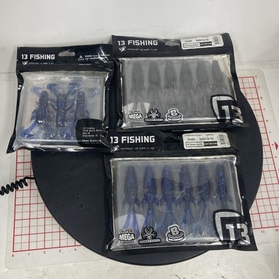 13 FISHING PREMIUM SOFT BAIT  LOT OF 3 MIXED SIZES AND SHAPES - 18 PCS B6