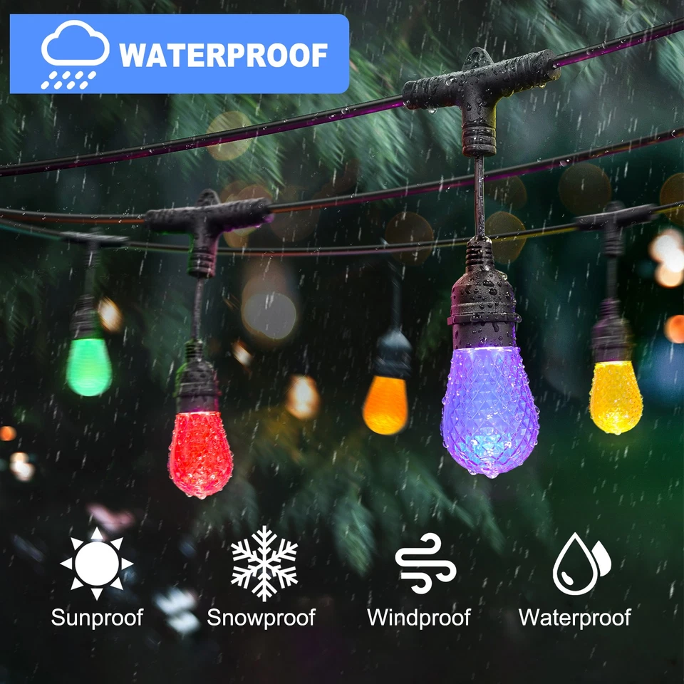 15-90 Pack S14 E26 LED Christmas Light Bulbs Colored for Outdoor Holiday Decor - Image 4 of 4