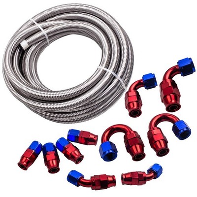 AN-10 Geflochtener Edelstahl-PTFE-Öl-Kraftstoffschlauch 20FT AN10 TOP neu