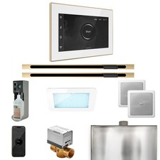 Mr Steam XDream Max Steam Pkg w/iSteamX Ctrl-Linear Steamhead-Wht Pol Brass