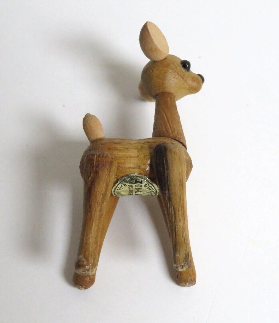 Vintage Zoo Line Match Box Wooden Articulated Deer Figure Wood Animal Japan