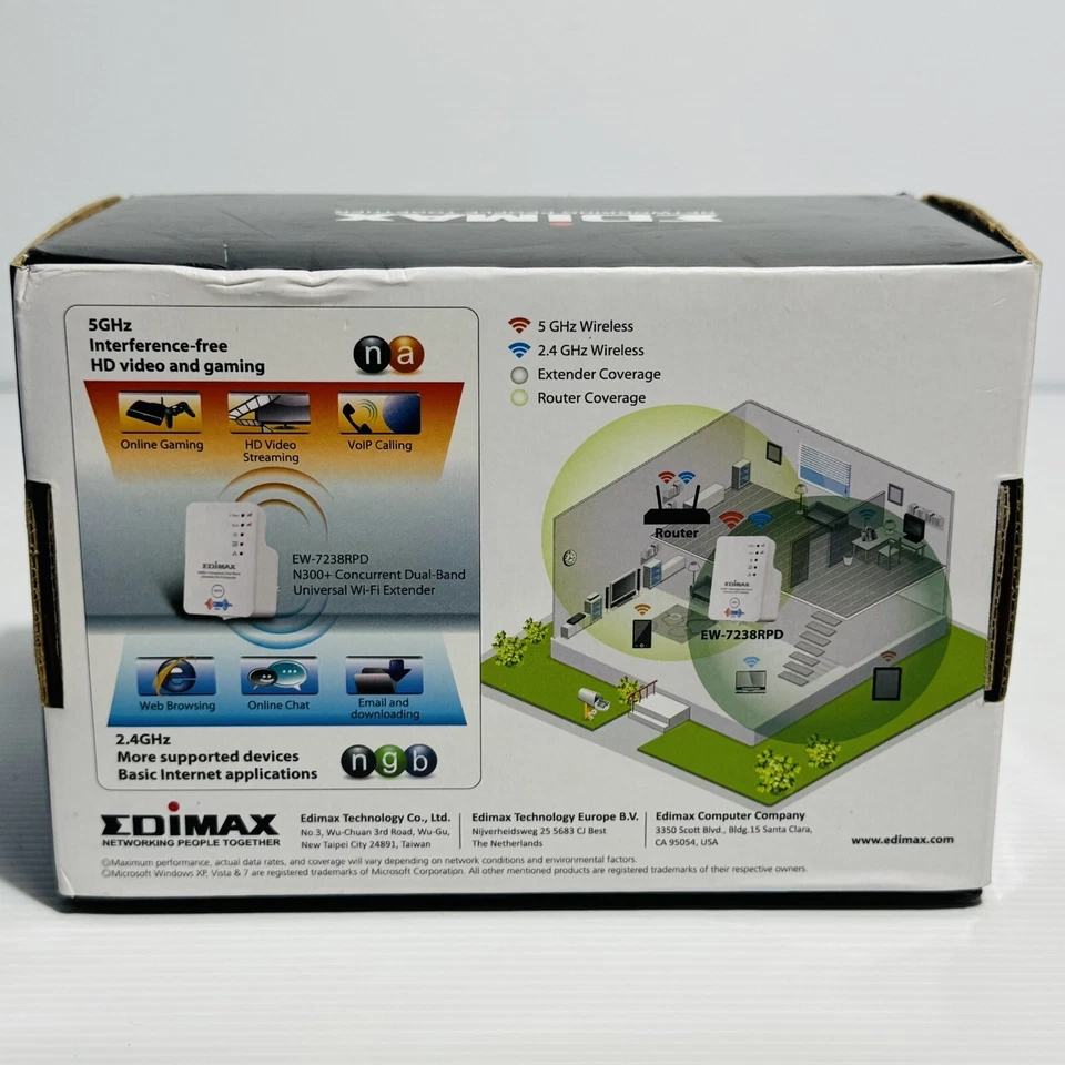 Edimax Dual Band 2.4Ghz 5Ghz Concurrent Wireless Extender Plug N300 EW-7238RPD - Image 2 of 4