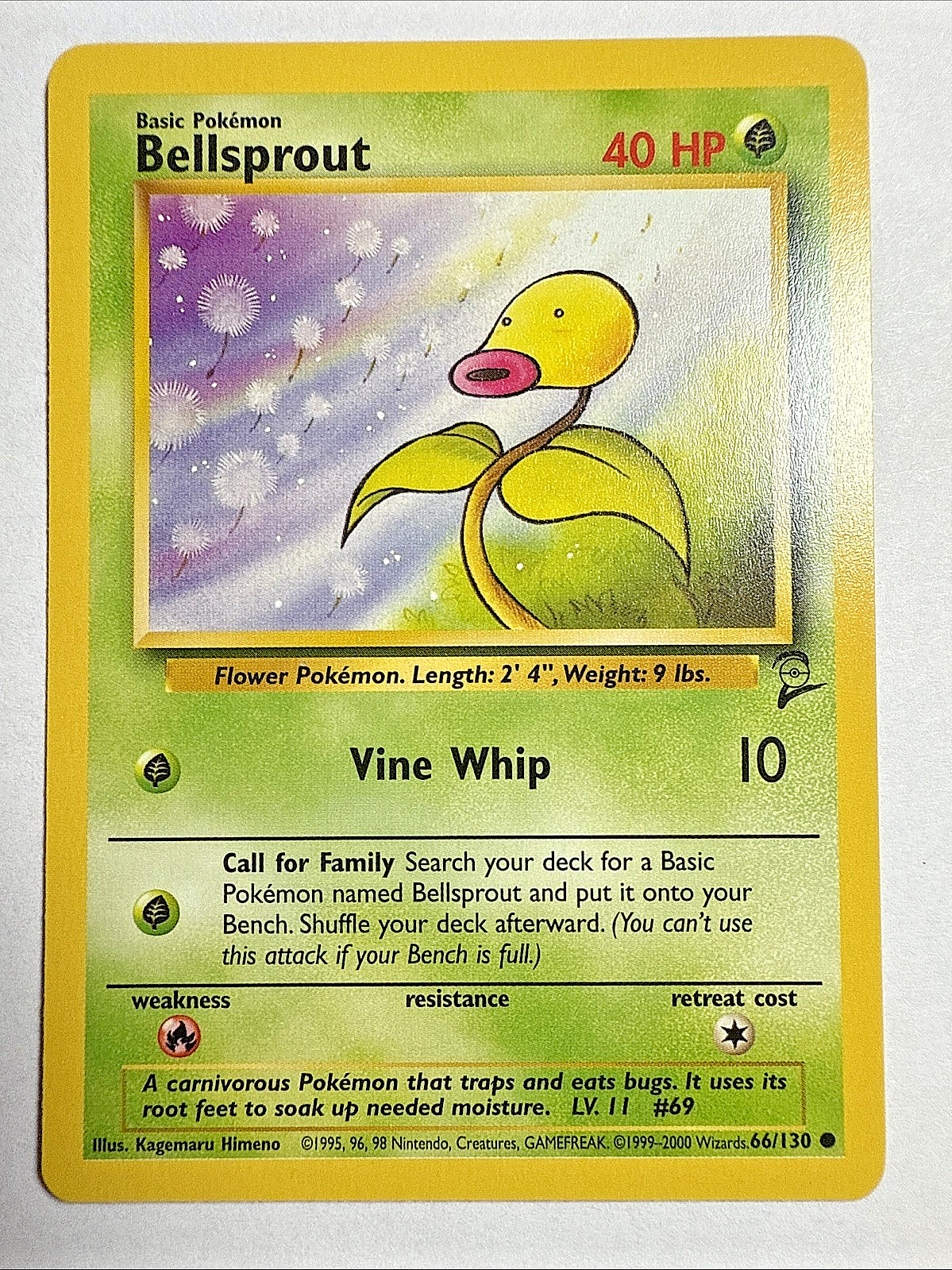 BASE SET 2 - LP - BELLSPROUT 66/130 Pokemon Vintage WOTC English (US Seller)