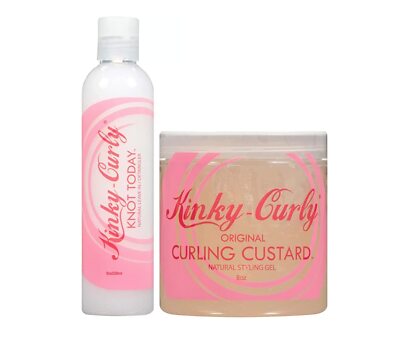 Kinky Curly 16 Ounce Knot Today Leave In Conditioner and Curl Custard Gel Combo