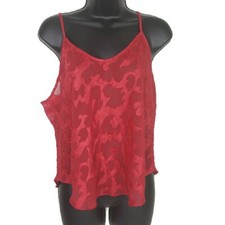 Vintage California Dynasty Womens Camisole Large Red Tank Top Sheer