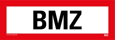 MBS-SIGNS® Aufkleber Brandschutzzeichen „BMZ“ Hinweis Folie nach DIN 4066 | 297 x 105 mm
