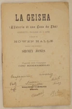 Sidney Jones Geisha Libretto D'Opera Early 900 Theater Words Howen Halle