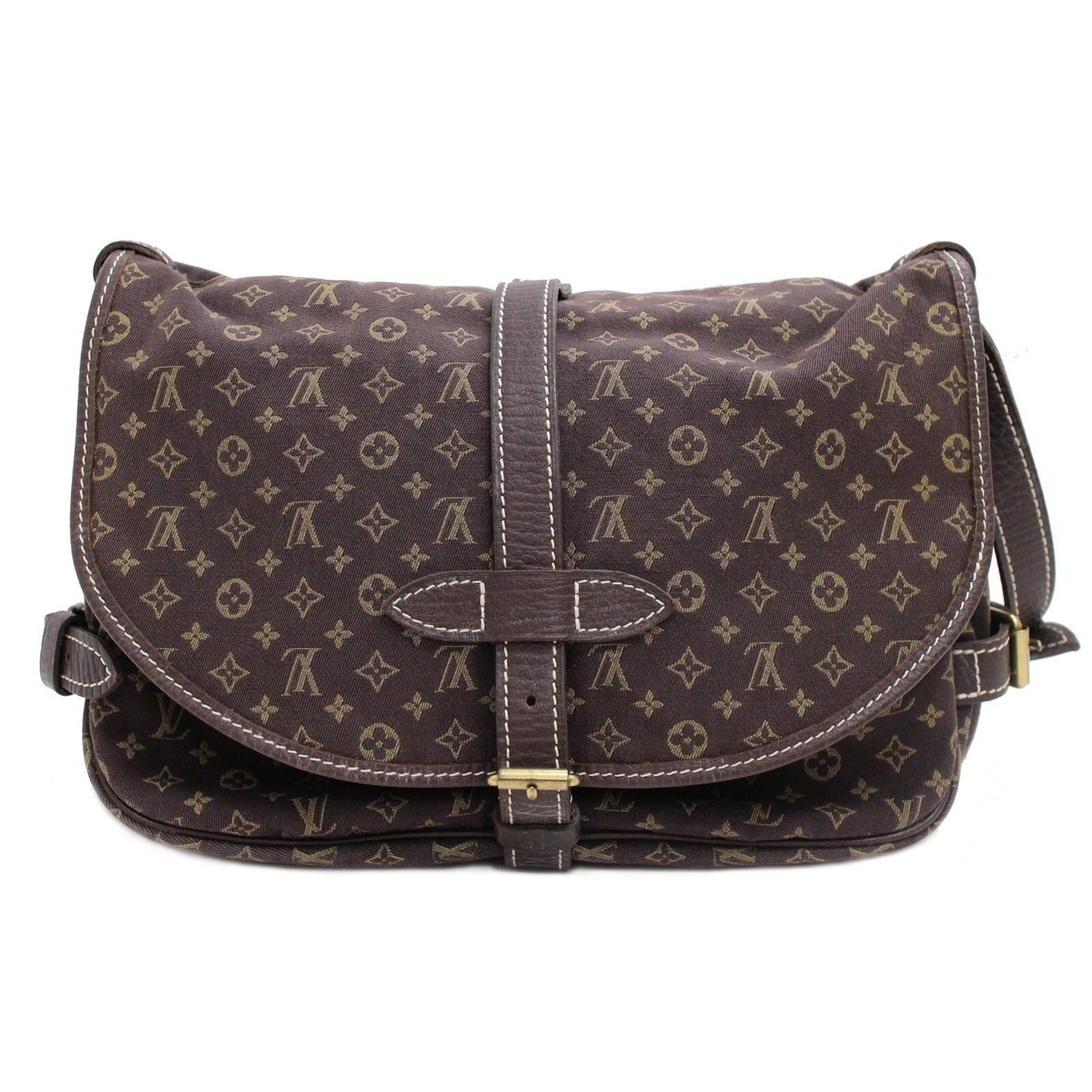 LOUIS VUITTON Monogram Mini Lin Saumur 30 Brown Shoulder Bag LOUIS VUITTON Monogram Mini Lin Saumur 30 Brown Shoulder Bag