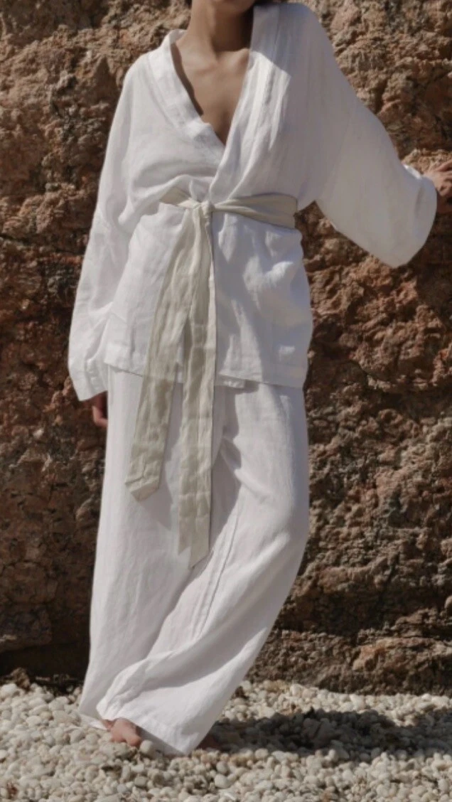 linen kimono wrap top