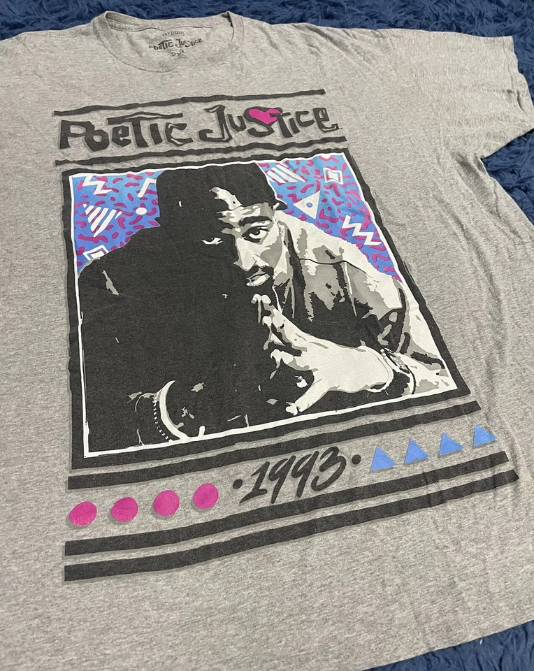 Camiseta gris manga corta con estampado gráfico Poetic Justice 2 Pac 1993 para hombre 2XL Foto 2 de 4