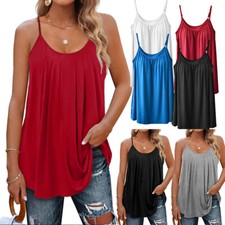 Womens with Built in Bra Flowy Shelf Bra Tank Tops Padded Adjustable Strap Cami