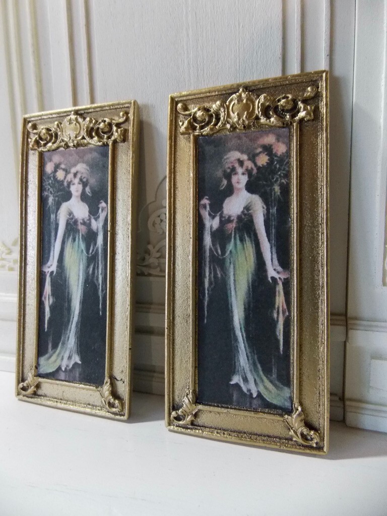 Dolls House Picture Frames 1 / 12 Th Scale Set Of Art Deco Frames With