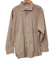 Ryan Seacrest Distinction Shirt Slim Fit Stretch Non Iron Beige 17.5 32/33 EUC 