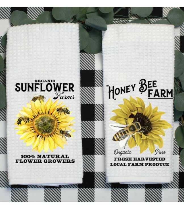S Honey Bee Sunflower ,set Of 2, Kitchen Or Bath, Great Gift