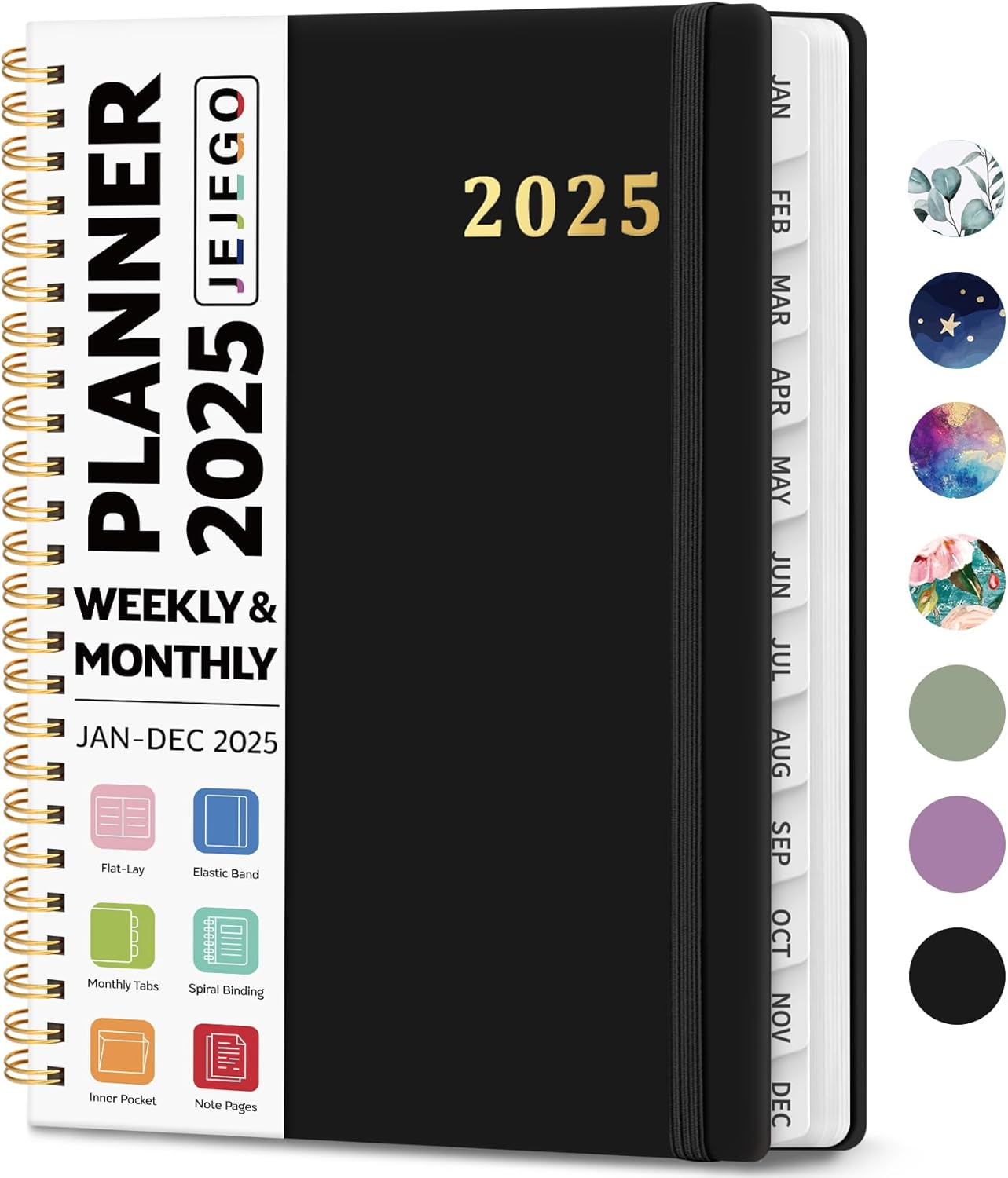 2025 Planner, Weekly and Monthly Calendar Planner Book, January 2025 - December