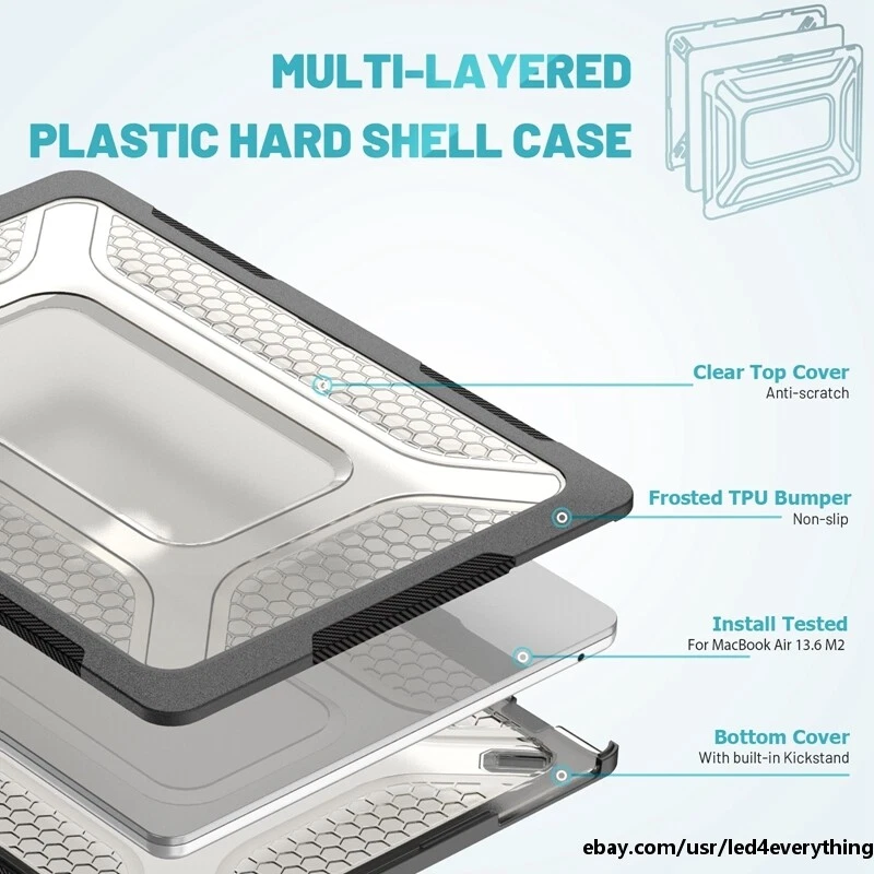Funda transparente de lujo con soporte a prueba de golpes para Apple MacBook Air 13.6 2022 Pro 14 16 Foto 2 de 4