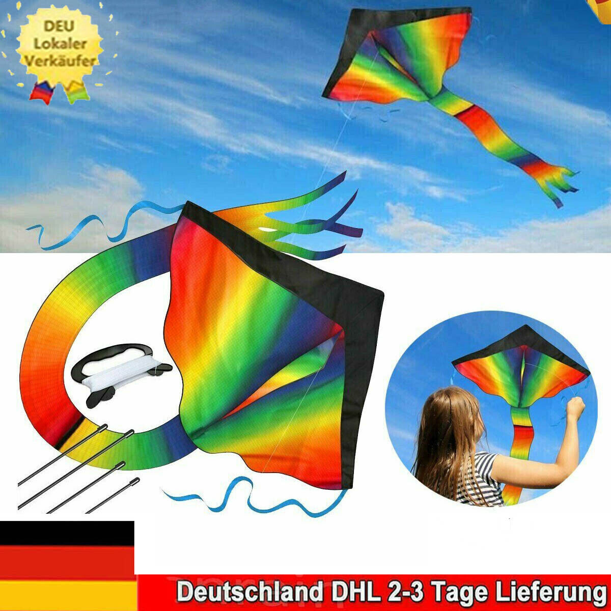 3D Schiff Segelboot Regenbogen Flugdrachen Kinderdrachen Drachen Sport Kite DHL