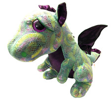 Ty Beanie Boos 16” Large CINDER Green Sparkly Dragon Plush Stuffed