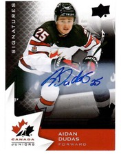 2020-21 UD UPPER DECK TEAM CANADA JUNIORS AIDAN DUDAS AUTO #41