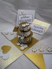 Geschenkbox,Explosionsbox,goldeneHochzeit,Gutschein,Handarbeit,Torte rund,8x8cm