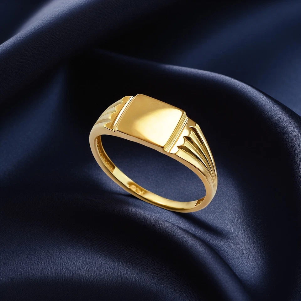 Square Gold Baby Signet Ring | 10k & 14k Yellow, White, Rose Gold | Sizes 1-7 - Image 2 of 4