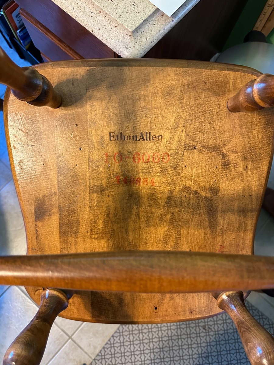 Ethan Allen Dining Room Table Set with Nutmeg Maple Arrow Back