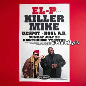 EL-P & KILLER MIKE 2013  Concert Promo 11x17 Street Poster. RUN THE JEWELS