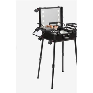 VEVOR Rolling Makeup Train Case with Lights Mirror Black Rolling Vanity Luggage