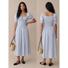 NWT Sorella Fenella Cotton Midi Dress in Blue - Size Small