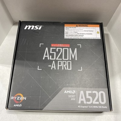 MSI A520M-A PRO AM4 AMD A520 SATA 6Gb/s USB 3.0 Micro ATX AMD Motherboard
