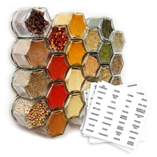 Pantry Kit | 24 Magnetic Spice Jars Filled With Organic Seasonings (Small Jars)…