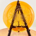 Vintage Mid-Century Modern Blenko Amber Glass ‘Ram’ Suncatcher Heavy Art Glass