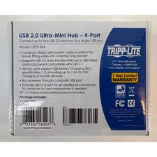 Tripp Lite U222-004 USB 2.0 Ultra-Mini Hub 4-Port Compact Black Portable