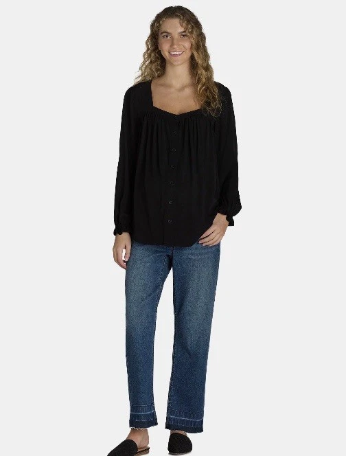 Pantalones de mezclilla rectos Time & True Maternity banda para el vientre, azul sin puños para mujer M (8-10) Foto 4 de 4