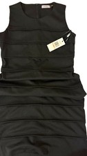 Calvin Klein Women’s Black Solid Pencil Dress Round Neck Sleeveless Zip Size 10