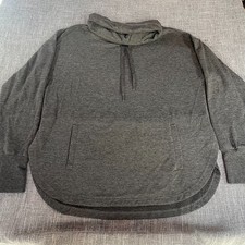 Women s RBX Dark Gray Turtle-Neck Scalloped Performance Athletic Pullover Size L