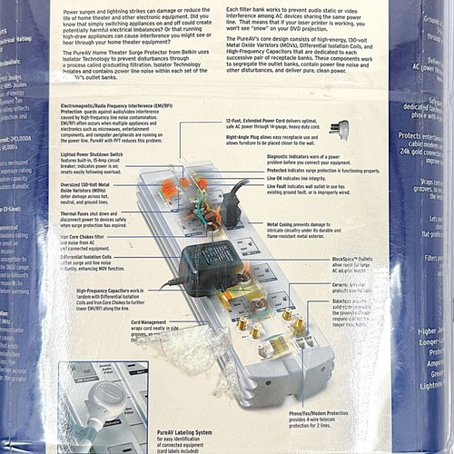 NEW Belkin PureAV Isolator Home Theater Surge Protector 4720 Joules F9A1033-12 - Picture 7 of 11
