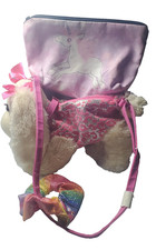 Poochie  Co Pink Plush Dog / Puppy with a unicorn zipper bag used