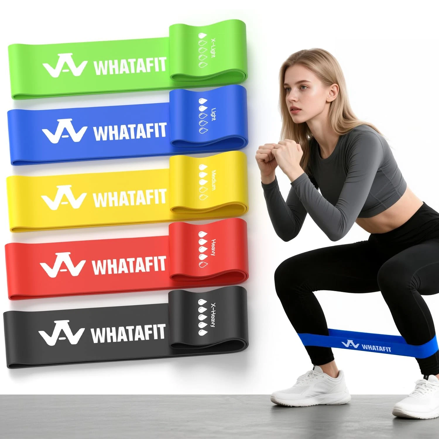 5 Levels Resistance Loop Exercise Bands, Latex Elastic Workout Bands for Men ...
