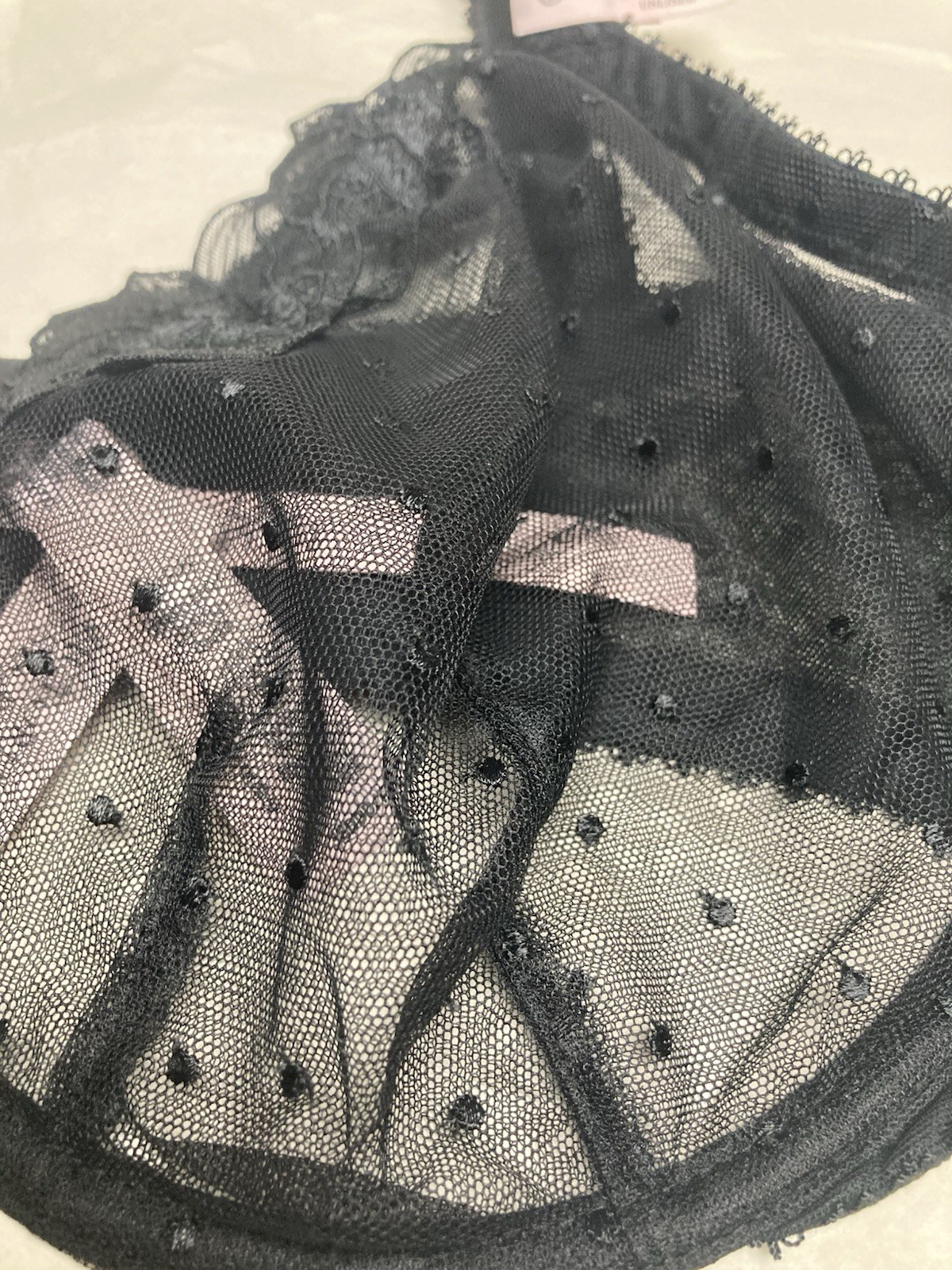 Victoria's Secret Unlined Black Lace/Mesh Bra Size 38 DDD